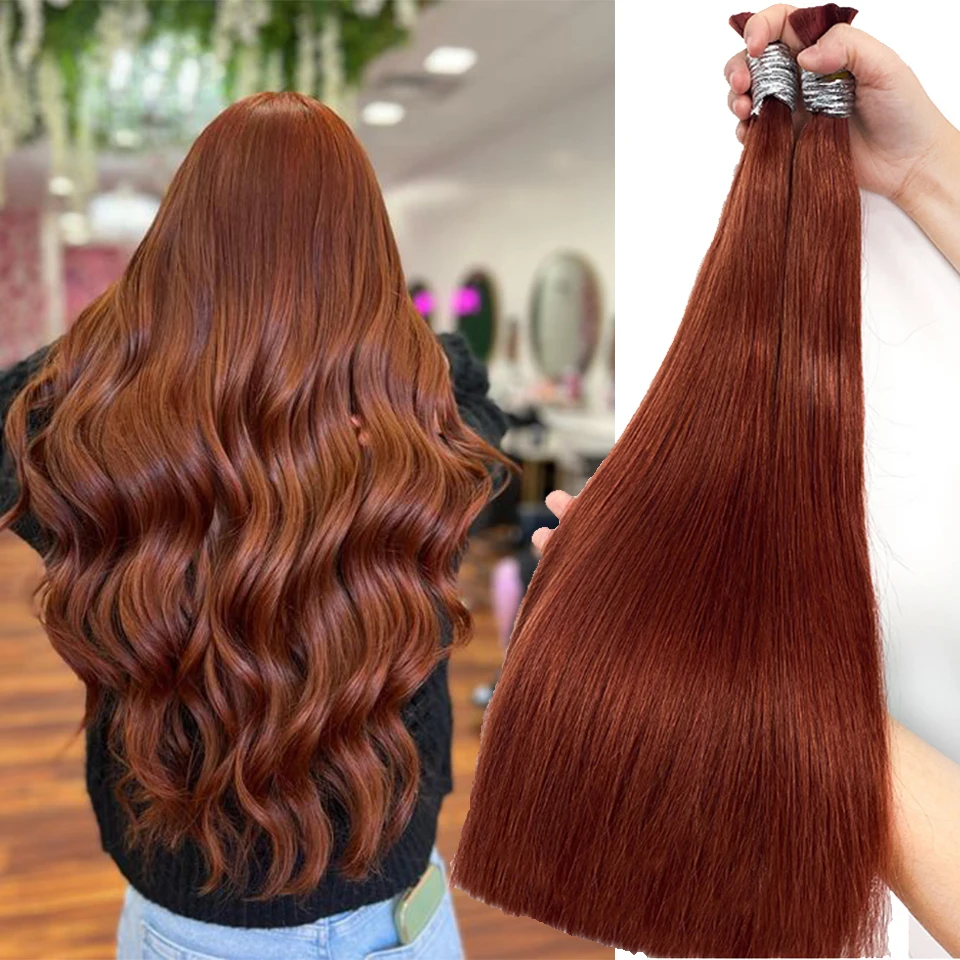 

100% человеческие волосы оптом для плетения без Уточки 33 #613 Имбирные апельсиновые вьетнамские волосы натуральные Реми красные коричневые прямые волосы для наращивания