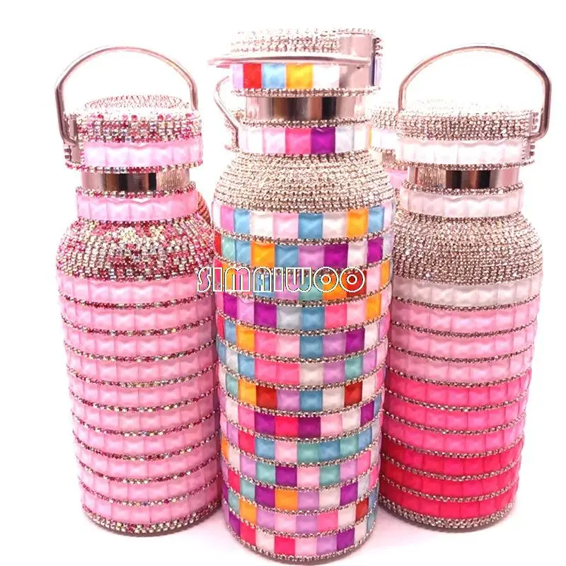 

Handmade Rhinestone Cup Double Layer Stainless Steel Vacuum Thermal Insulation Mosaic Popular Bling Bling Girl Birthday Gift