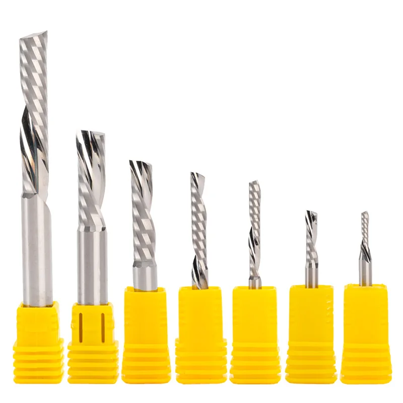 

10pcs 3.175/4/5/6/8mm AAA Milling Cutter Carbide Tungsten Down Cut One Flute Left Spiral Bits Engrave CNC Router Tools End Mill