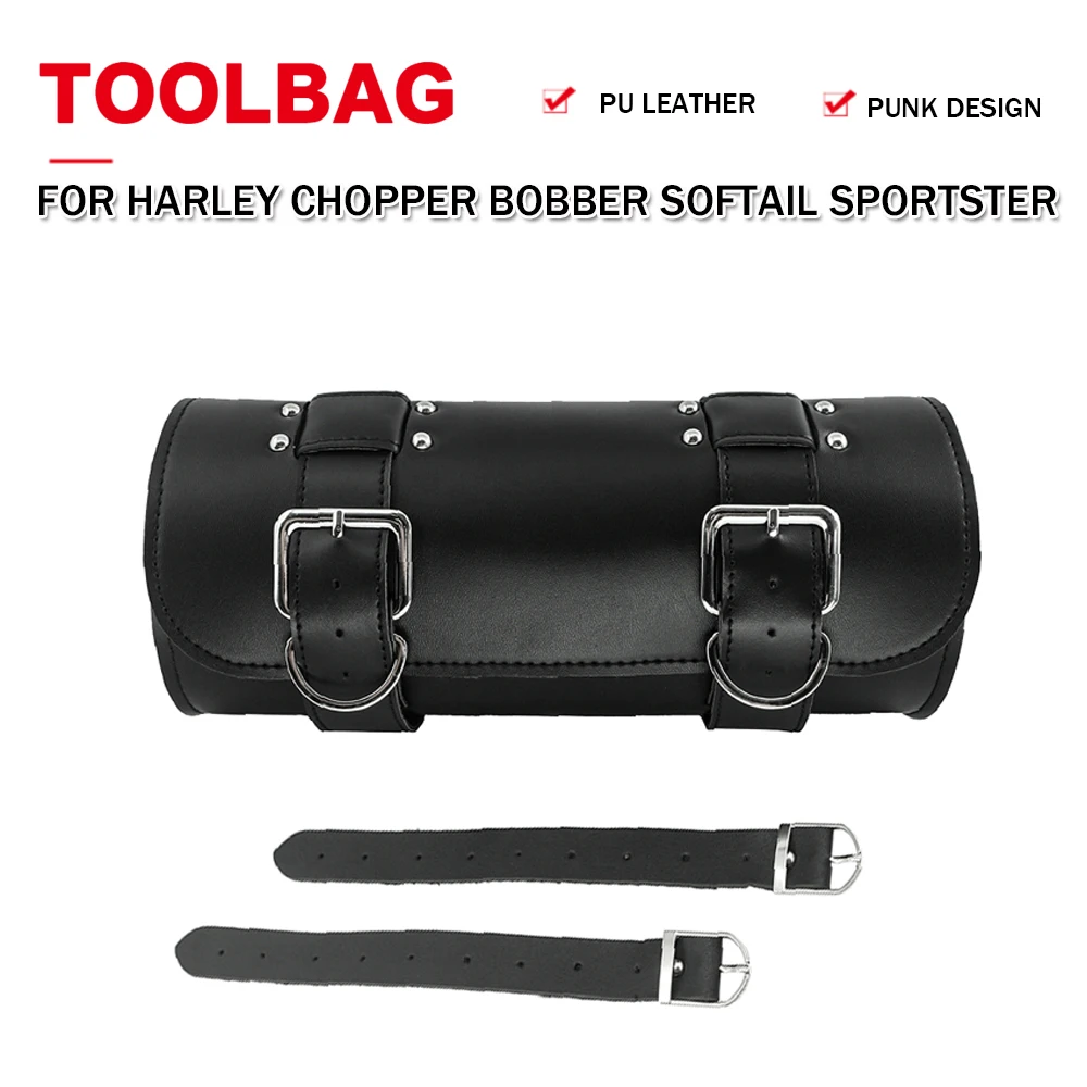 

Motorcycle Front Fork Bags Rear PU Leather Luggage Saddlebag Tool Bag For Harley Sportster Chopper Bobber Cruiser Dyna Softail