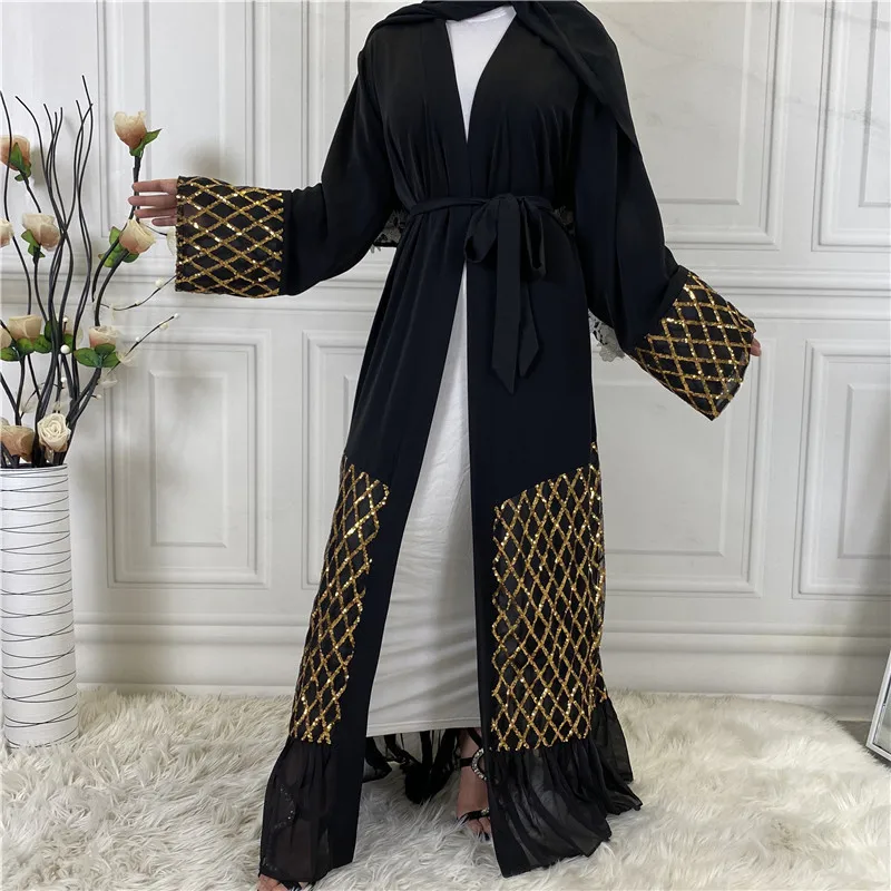 Cross-border Explosive Sequin Embroidery Outer, Gown Dubai Middle Eastern Women's Chiffon Cardigan Kimono open abaya
Cross-border Explosive Sequin Embroidery Outer, Gown Dubai Middle Eastern Women's Chiffon Cardigan Kimono open abaya