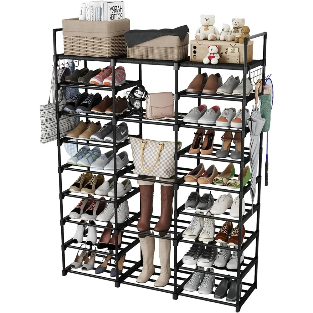 

9-Tier Metal Shoe Rack Organizer for 50-55 Pairs - Space Saving Shoe Storage Shelf for Entryway, Closet, Bedroom, Hallway