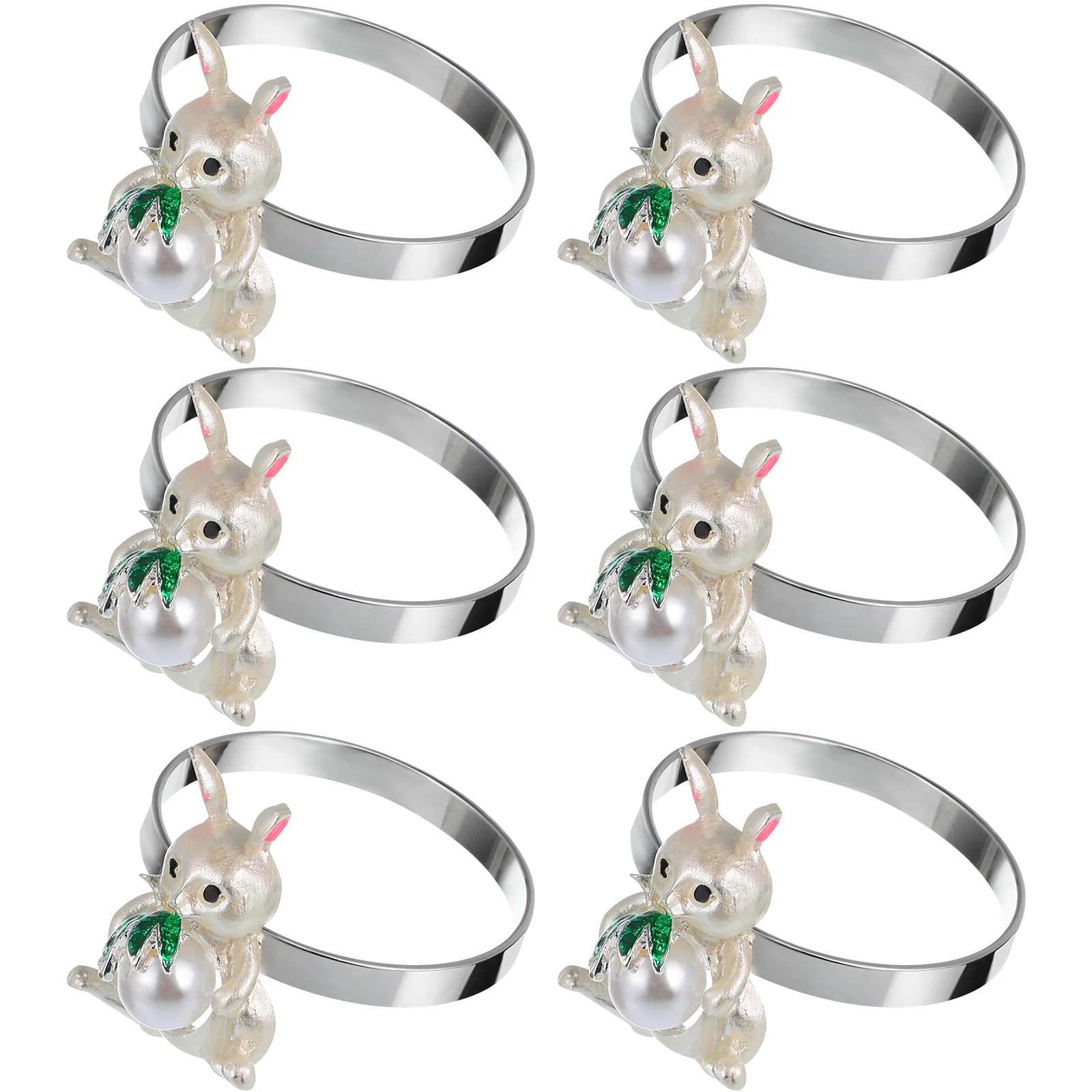 

Reusable Adorable Cute Bunny Napkin Rings Enamel Rabbit Napkin Holder for Easter Dinner Weddings Party Table Decorations
