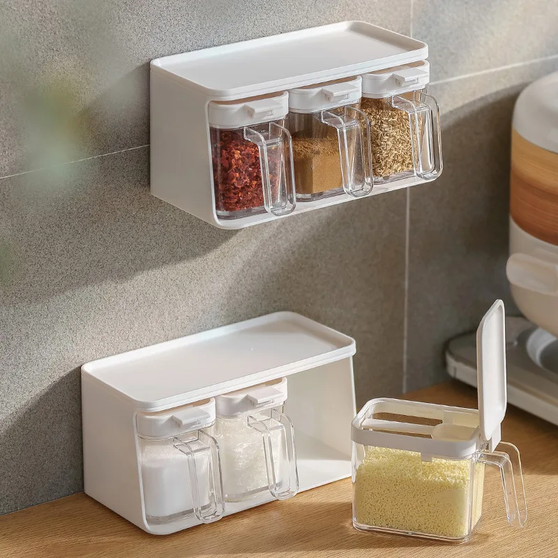 

Household Seasoning Storage Box Combination Wall-mounted Kitchen Set Seasoning Tank Supplies Spice Bottle Condiment Container