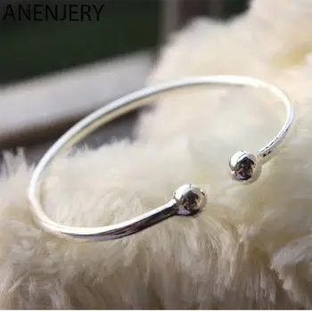 ANENJERY New Simple Ball Bracelet Couple Open Bracelet Pair Women Men Wedding Jewelry Wholesale