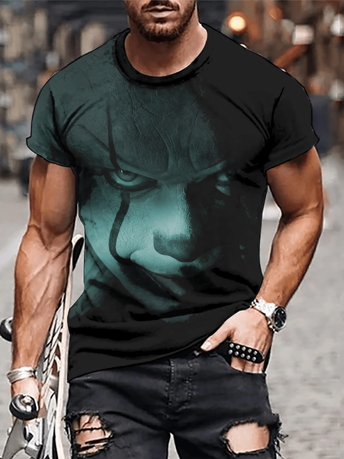 Summer New Scary Clown Top T-shirt Summer Men O collar short sleeve T-shirt Summer Hip Hop men street short sleeve clothing
Summer New Scary Clown Top T-shirt Summer Men O collar short sleeve T-shirt Summer Hip Hop men street short sleeve clothing