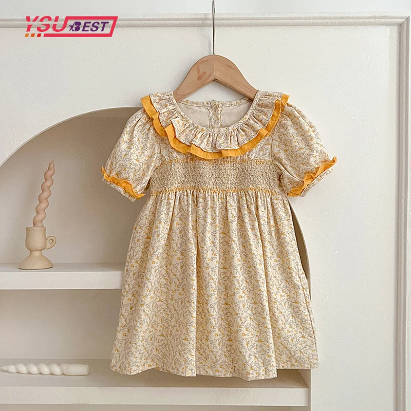 Summer Girls Dress Ruffles Collar Lace Soft Breathable Yellow Flowers Toddler Girls Clothing Embroidery Children Holiday Dress
Summer Girls Dress Ruffles Collar Lace Soft Breathable Yellow Flowers Toddler Girls Clothing Embroidery Children Holiday Dress