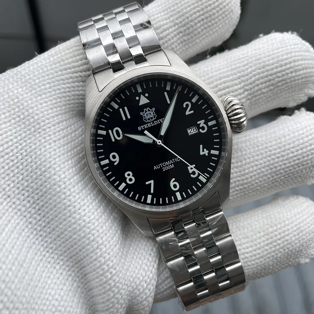 

STEELDIVE SD1930 Mechanical Watch New Stainless Steel Strap 200M Waterproof NH35 Movement Swiss Luminous Onion Crown Wristwatch