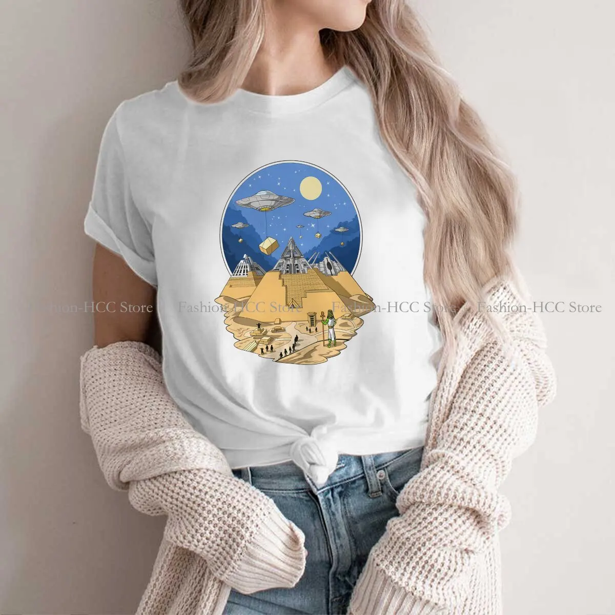 

The Bulding Fashion Polyester TShirts Ancient Egypt Culture Women Graphic Streetwear T Shirt O Neck