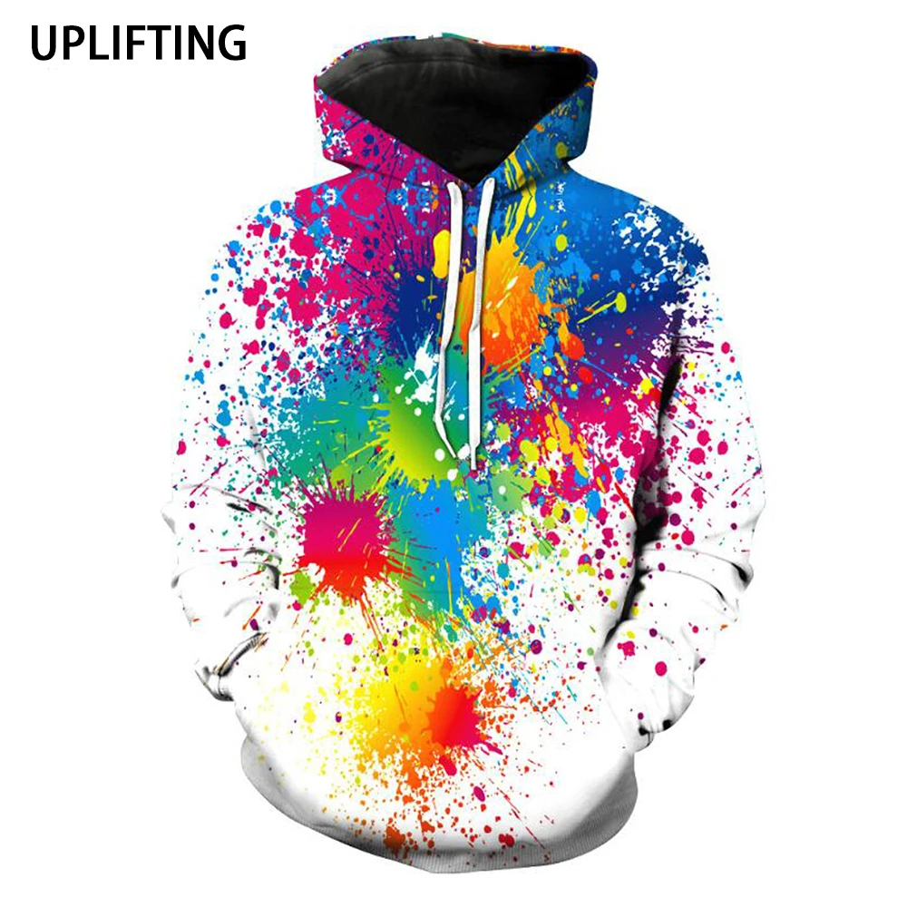 

2023 Fashion Hot Sale Paint Splatter Tie-dye 3D Printed Hoodies Men Casual Hoodie Sweatshirts Hipster Rainbow Graffiti Pullover
