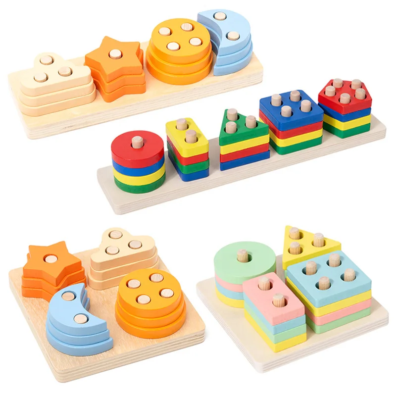 

Wooden Sorting Stacking Toy for Toddlers 3Y Montessori Shape Sorter Toys Educational Matching Puzzles Stacker Blocks for Kids