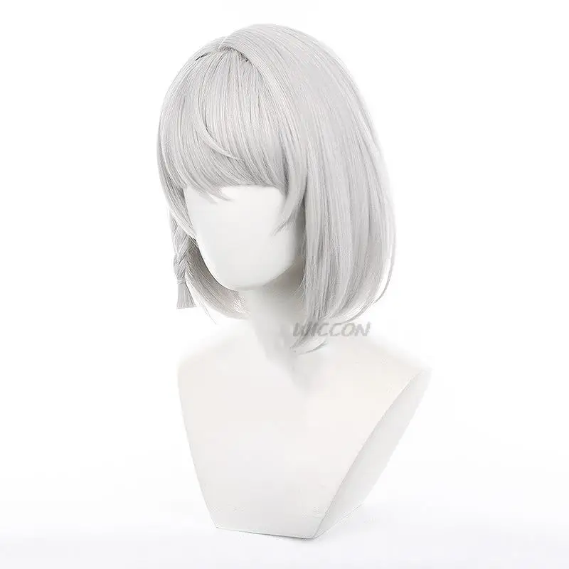 

Anime game Zenless Zone Zero Game Anby Demara Cosplay 32cm Wig Silvery White Short Braid Hair Heat Resistant Synthetic Wigs