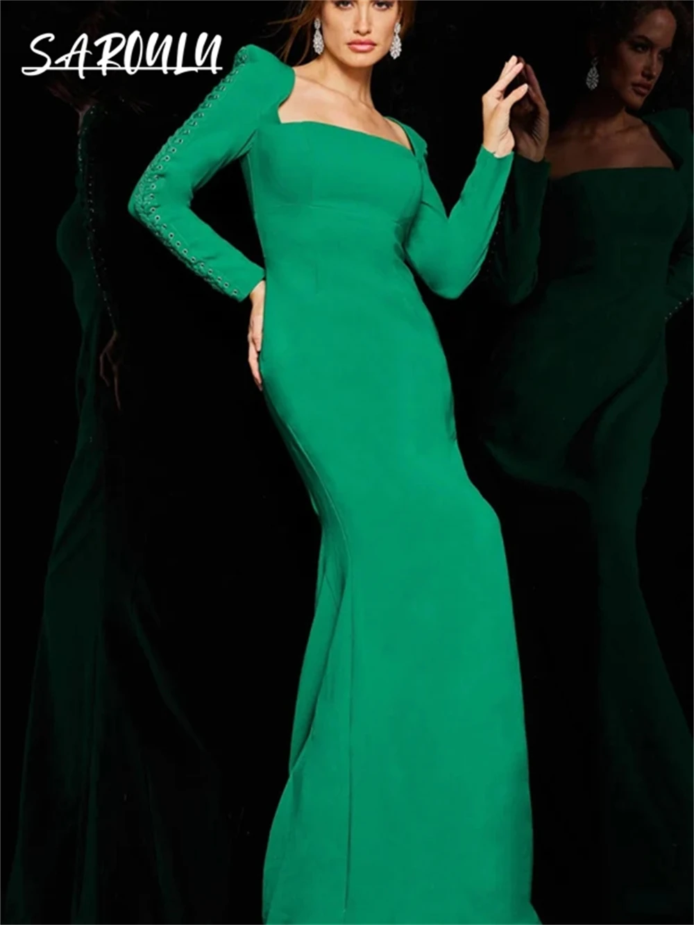 Satin Long Formal Occasion Dress For Women Square Neckline Modest Full Sleeves Evening Dresses Wedding Party Gown
Satin Long Formal Occasion Dress For Women Square Neckline Modest Full Sleeves Evening Dresses Wedding Party Gown
