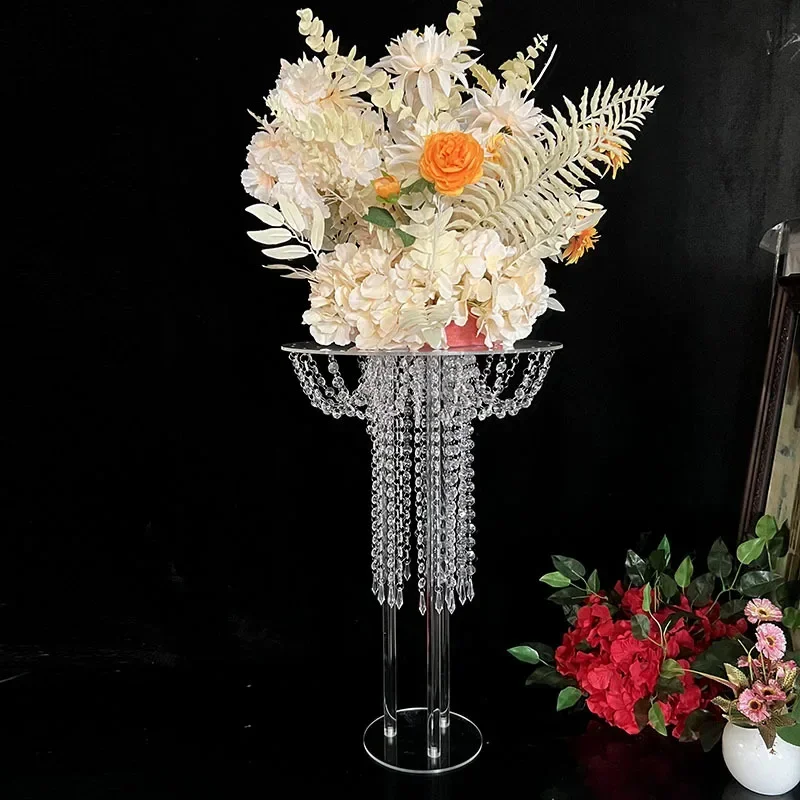 

New Round Table Flower Rack, 60 cm, Tall Acrylic Cake Stand, Wedding Road Lead, Centerpiece Event Party Decoration