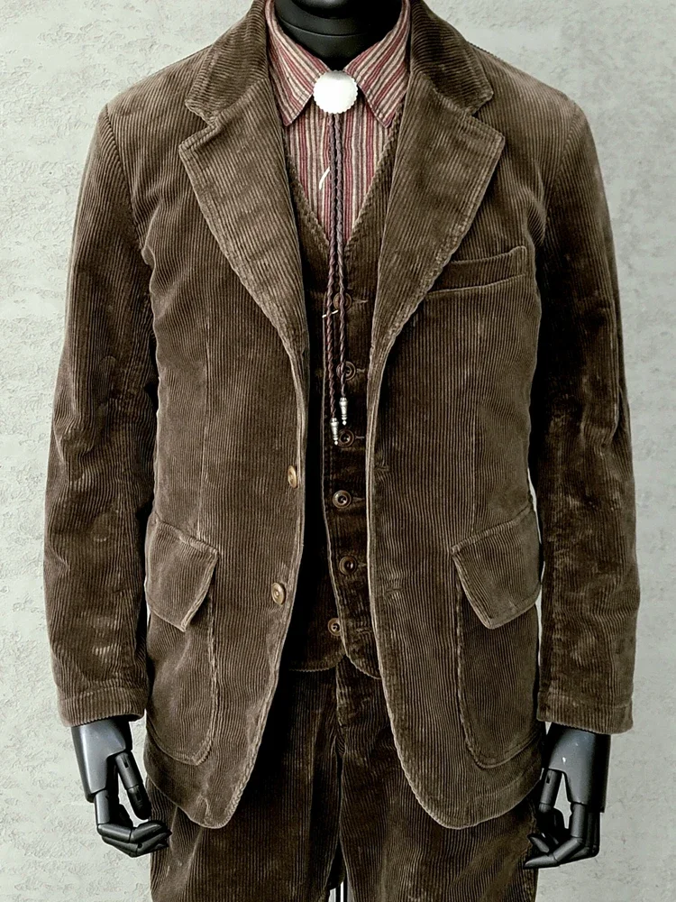 

Men's Corduroy Suit Jacket Smart Business Style Vintage Blazer