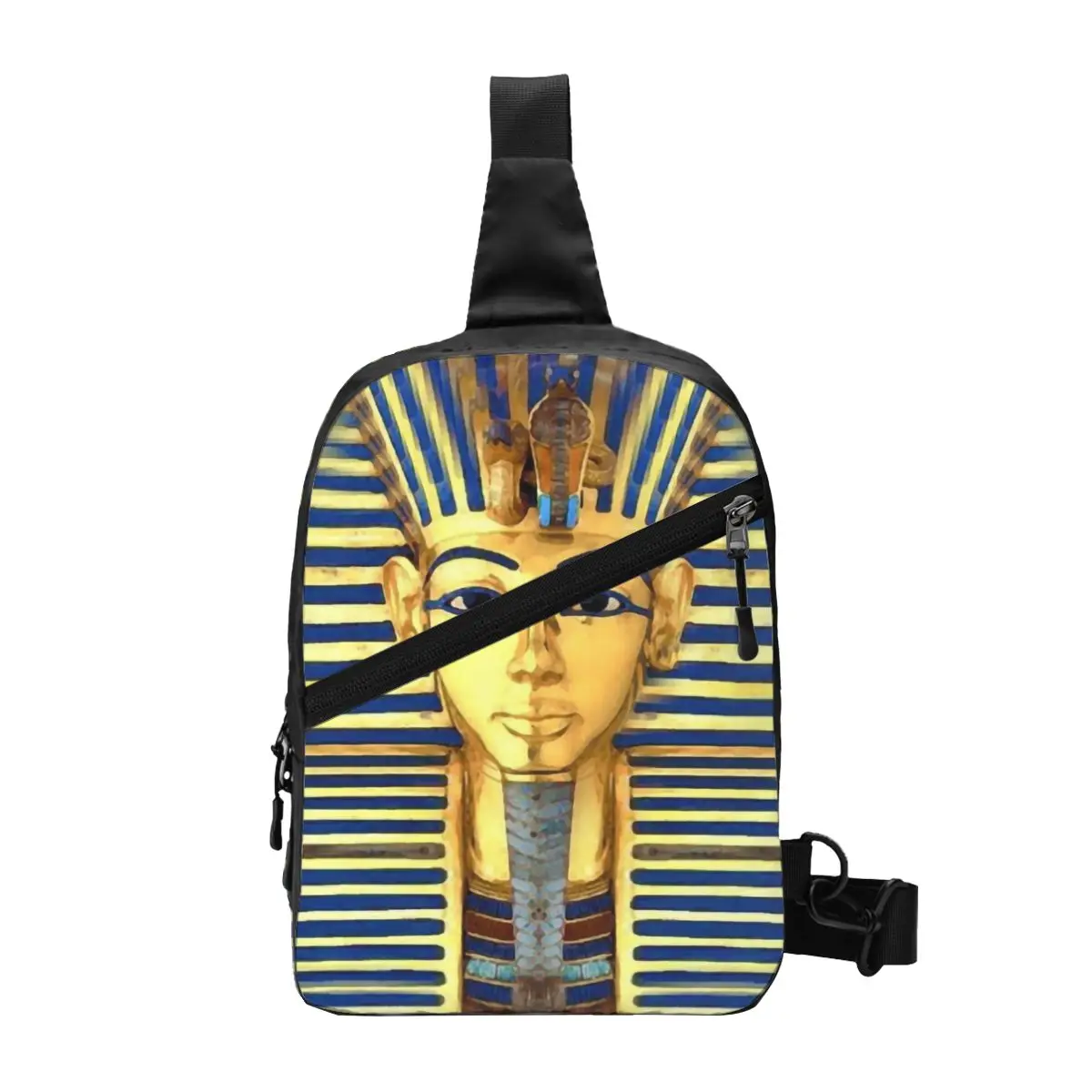 

Custom Pharaoh King Tut Gold Lapis Sling Bag for Men Egypt Egyptian Shoulder Crossbody Chest Backpack Cycling Camping Daypack