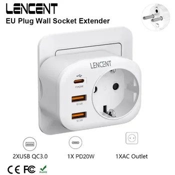 LENCENT EU Plug Wall Socket Extender
