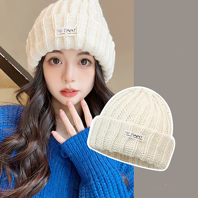 

Solid Color Autumn Winter Hats For Women Woolen Knitted Warm Beanie Cap Outdoor Ladies Girl Crochet Ear Protection Bonnet Hat