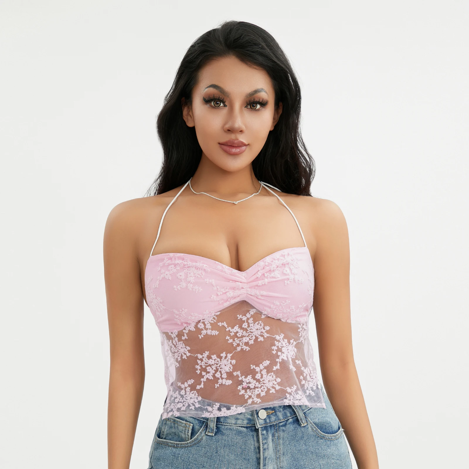 Women Tops Sleeveless Hanging Neck Solid Color Embroidery Floral See Through Tops 2023 New Summer Casual Vest Women's Clothing
Women Tops Sleeveless Hanging Neck Solid Color Embroidery Floral See Through Tops 2023 New Summer Casual Vest Women's Clothing