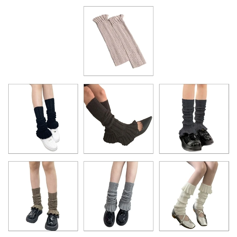 

Ruffle Leg Warmers for Women Lolitas Leg Warmer Winter Warm Knitted Long Socks