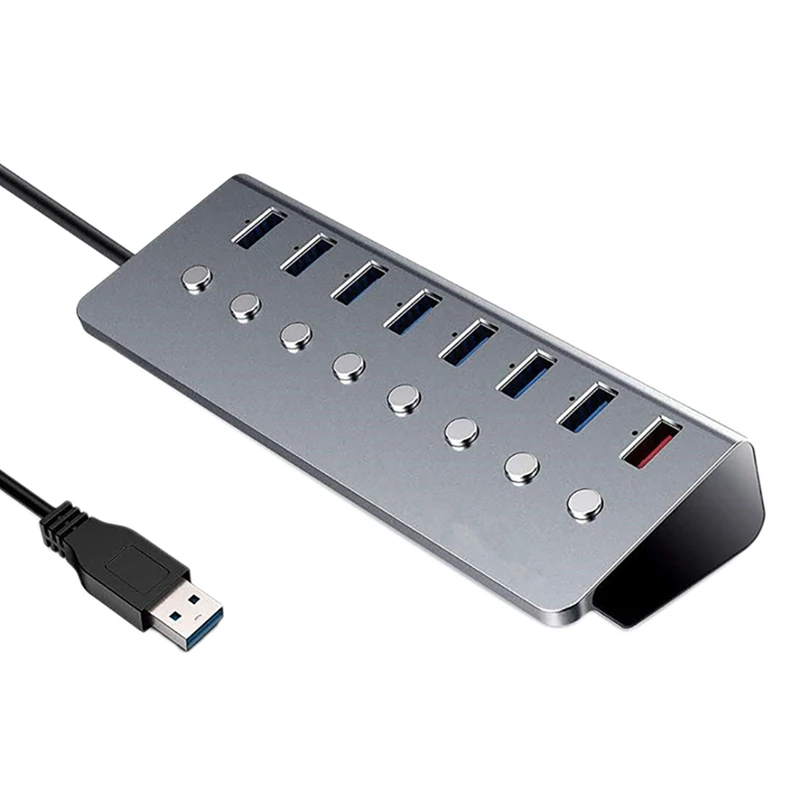 

Usb-хаб 7 портов USB 5 Гбит/с + 1 USB-разветвитель порта для зарядки разветвитель с независимым переключателем внешнего источника питания