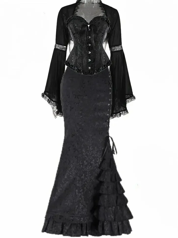 Halloween Skirt Jacquard Fishtail Ruffles Skirt Large Hem Women Punk Style Vintage Bodycon Gothic Skirts
Halloween Skirt Jacquard Fishtail Ruffles Skirt Large Hem Women Punk Style Vintage Bodycon Gothic Skirts