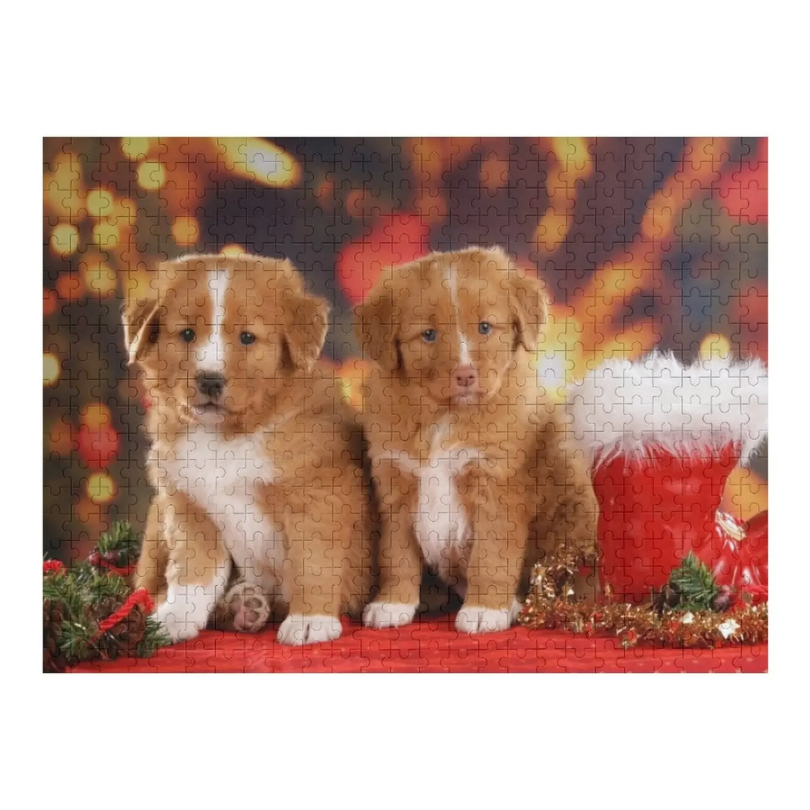 

Duck Toller Dogs Puppy Christmas Puzzle Jigsaw Puzzle Woods For Adults Customs With Photo Puzzle