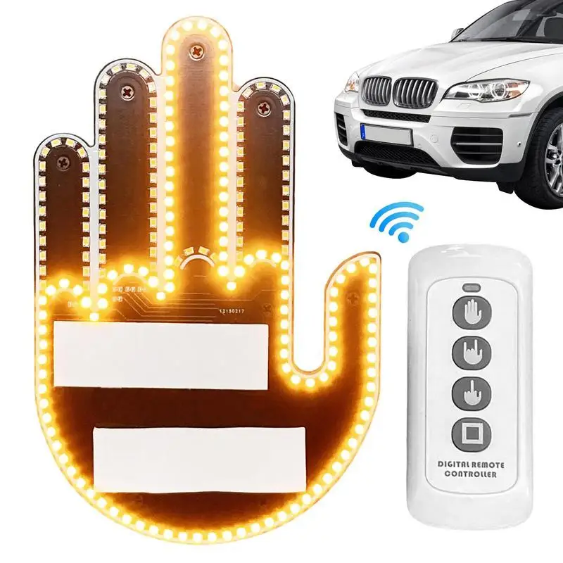 

Car Finger Light With Remote Middle Finger Gesture LED Light Funny Road Rage Signs Express Yourself With This Cool Car Interior