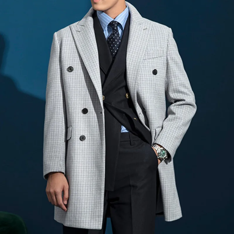High Quality Fall Winter Men's Lapel Long Windbreaker Vintage Plaid Print Jacket Hombre Business Casual Double Breasted Coat
High Quality Fall Winter Men's Lapel Long Windbreaker Vintage Plaid Print Jacket Hombre Business Casual Double Breasted Coat