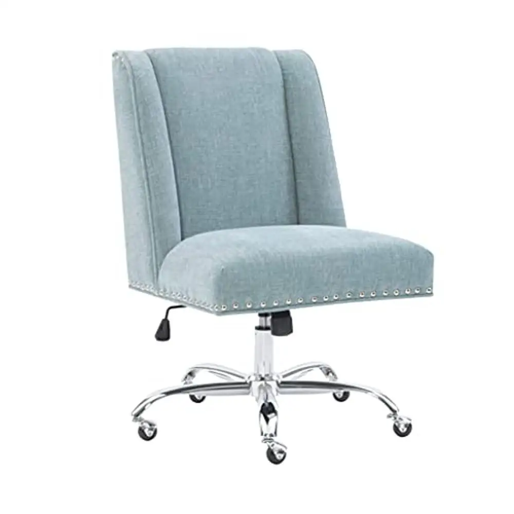 

Вращающееся регулируемое офисное кресло Aqua Fabric с серебристыми насадками для ногтей газовый подъемник BIFMA Сертифицированный общежитий Швейные комнаты для рукоделия ролики на 360 градусов