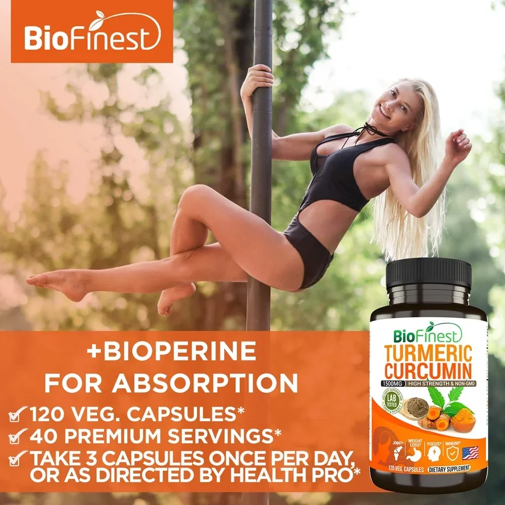Biofinest Curcumin 1500 Mg 95% Curcumin - Fast Absorption Black Pepper Joint Heart Immune Supplement (120 Capsules) Biofinest Curcumin 1500 Mg 95% Curcumin - Fast Absorption Black Pepper Joint Heart Immune Supplement (120 Capsules)