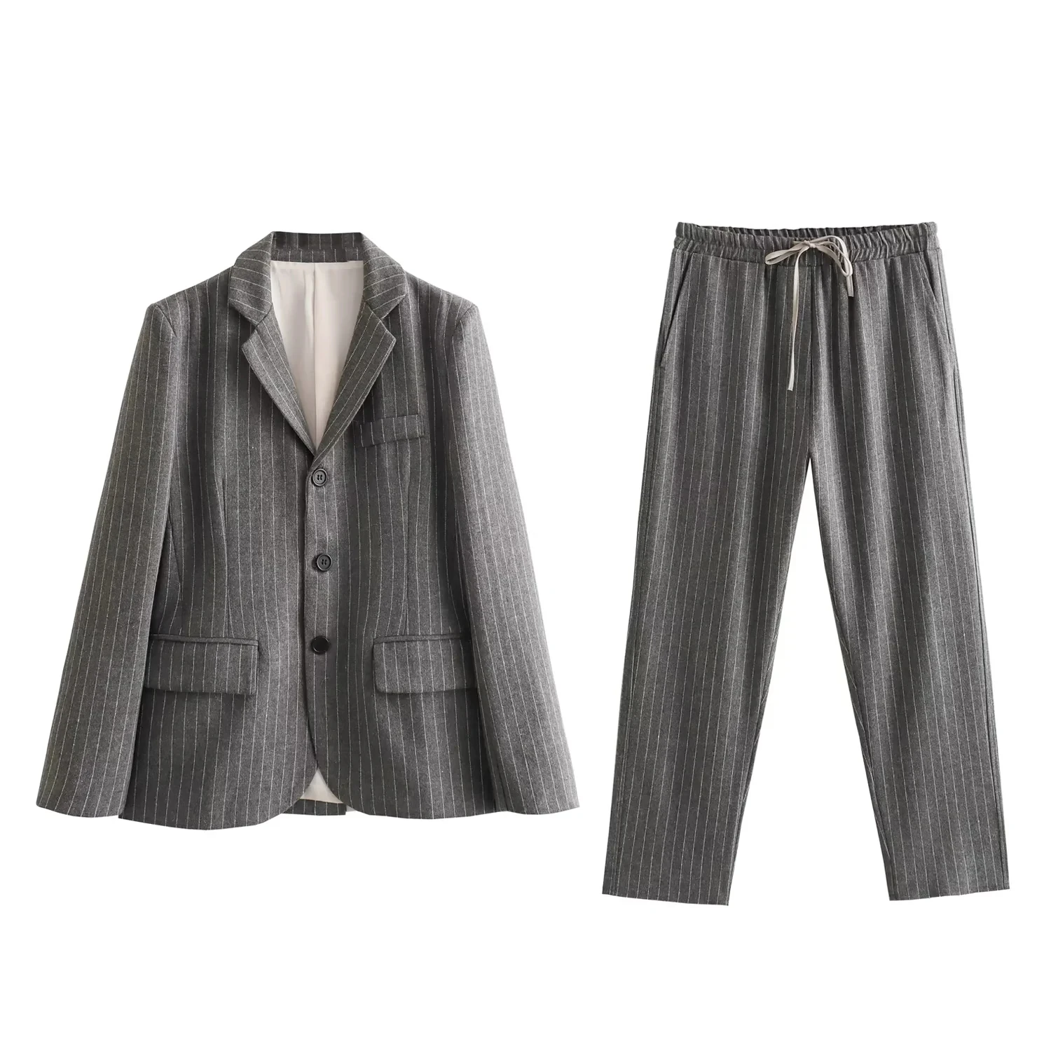 TRAF Woman's Baggy Pinstripe Pants Sets Casual Drawstring Waist Pant Vintage Lapel Single Breasted Jacket Suits Women Blazer
TRAF Woman's Baggy Pinstripe Pants Sets Casual Drawstring Waist Pant Vintage Lapel Single Breasted Jacket Suits Women Blazer