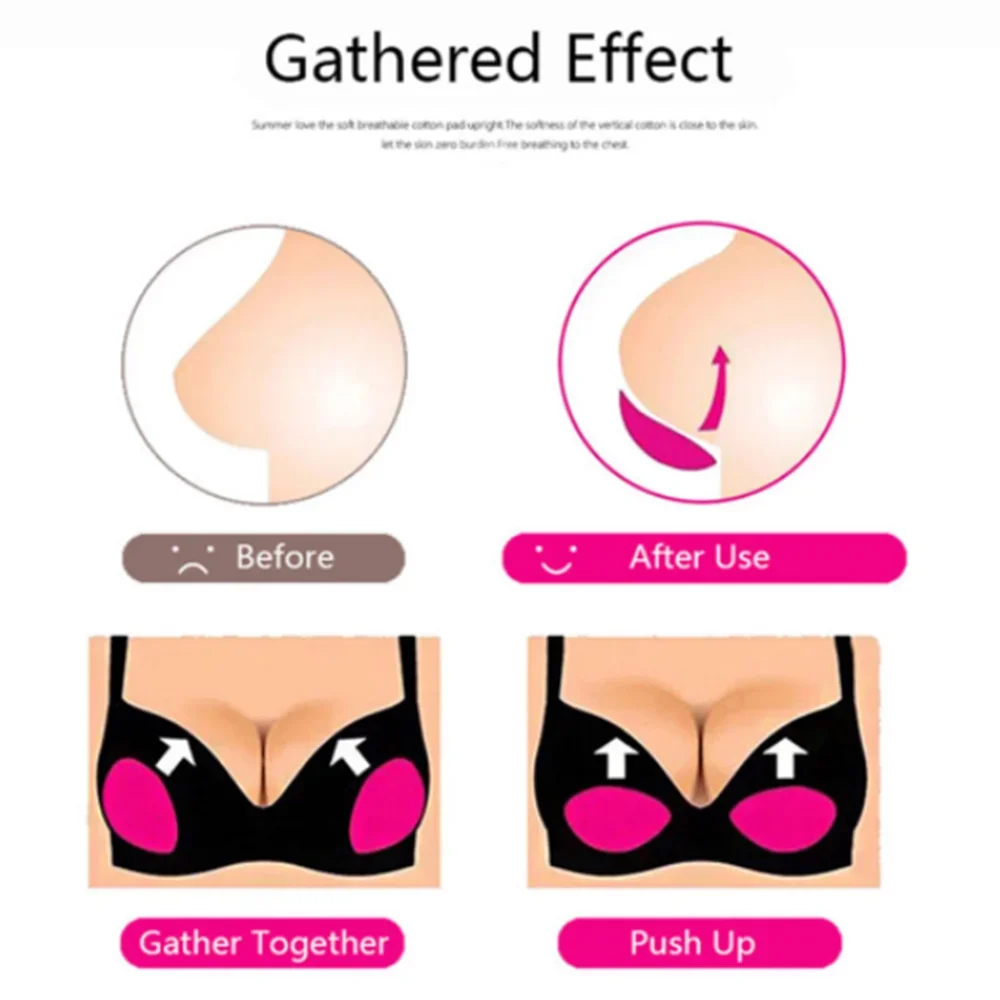 

Thicker Sponge Bra Pads Breast Lift Up Enhancer Silicone Removeable Inserts Swimsuit Invisible Bra Chest Push Up Sticky Bra
