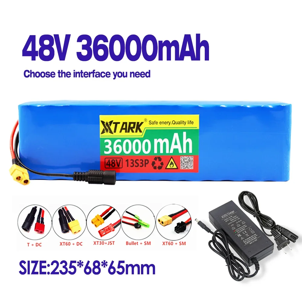 Large Capacity 48V 30000mAh 500w 13S3P 18650 Li-ion Battery Pack for 54.6v Electric Bike Electric Bike Scooter with BMS+ Charger 
Large Capacity 48V 30000mAh 500w 13S3P 18650 Li-ion Battery Pack for 54.6v Electric Bike Electric Bike Scooter with BMS+ Charger