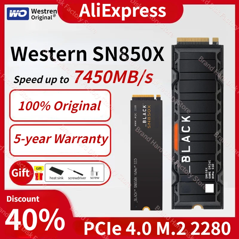 Hot Original Western BLACK SN850X 4TB 2TB 1TB M.2 2280 SSD Gen4 PCIe NVMe Internal Gaming SSD with Heatsink Works with PS5 PC
Hot Original Western BLACK SN850X 4TB 2TB 1TB M.2 2280 SSD Gen4 PCIe NVMe Internal Gaming SSD with Heatsink Works with PS5 PC
