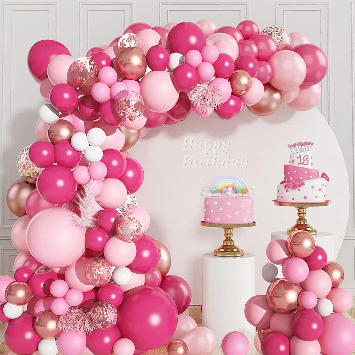 

Macaron Pink Balloon Garland Arch Kit Wedding Birthday Party Decoration Kids Girl Globos Gold Confetti Latex Ballon Baby Shower