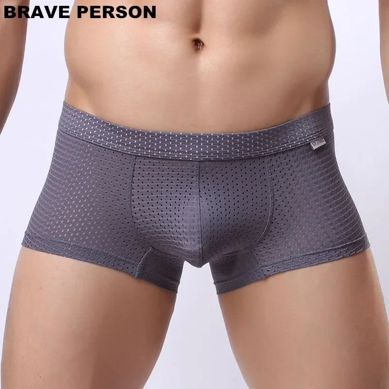 

BRAVE PERSON Brand High Quality Men Underwear Boxers Mesh Breathable Men Boxer Shorts U Convex Pouch Design Sexy Male Panties