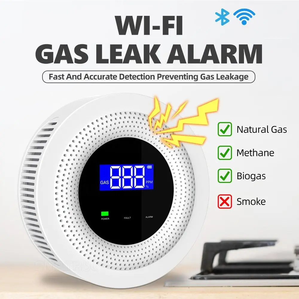 Wireless WiFi Natural Gas Leakage Detector LCD Display Kitchen Security Combustible Gas Alarm USB Power Supply
Wireless WiFi Natural Gas Leakage Detector LCD Display Kitchen Security Combustible Gas Alarm USB Power Supply