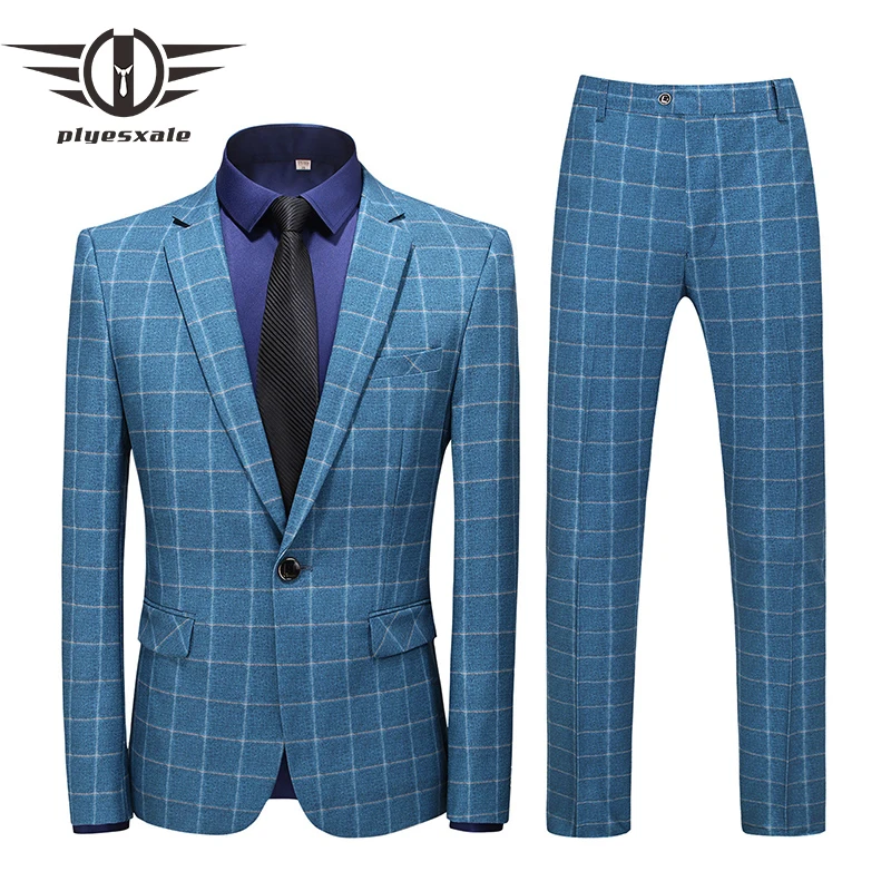 2 Piece Suits Men British Latest Coat Pant Designs Slim Fit Blue Plaid Wedding Dress Tuxedos Work Office Dress Suits Male Q878
2 Piece Suits Men British Latest Coat Pant Designs Slim Fit Blue Plaid Wedding Dress Tuxedos Work Office Dress Suits Male Q878
