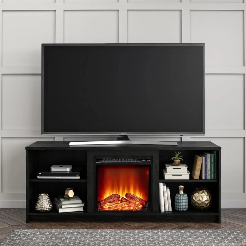 

Mainstays Fireplace Tv Stand for Tvs Up To 65", Black Oak 19.69 X 59.69 X 23.43 Inches
