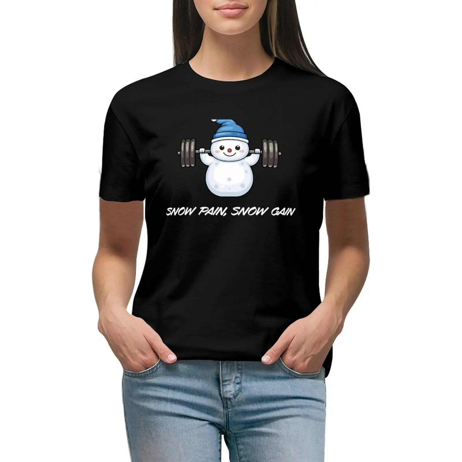 Snow pain, snow gain, snowman T-shirt tops cute tops t shirts for Women graphic
Snow pain, snow gain, snowman T-shirt tops cute tops t shirts for Women graphic