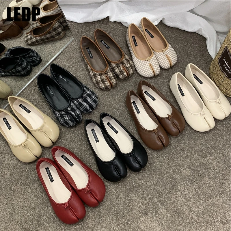 

Loafers Women Split Toes Flats Ladies Shallow Slip On Single Shoes Mules 2023 New Summer Design Female Vintage Mary Janes Daily