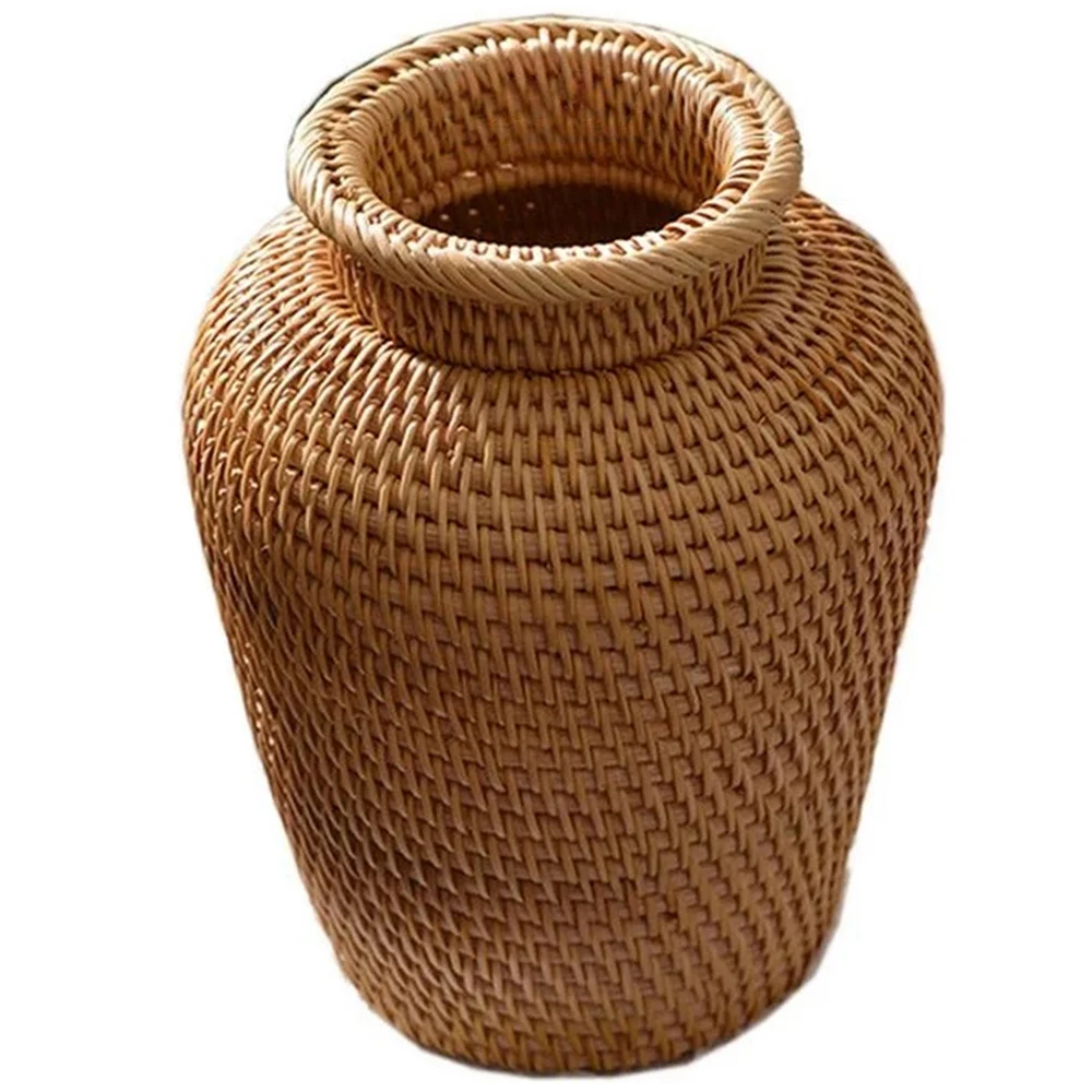 

Плетеная корзина из ротанга, рабочая корзина для хранения цветов, плетеная ваза, деревенский Плетеный горшок