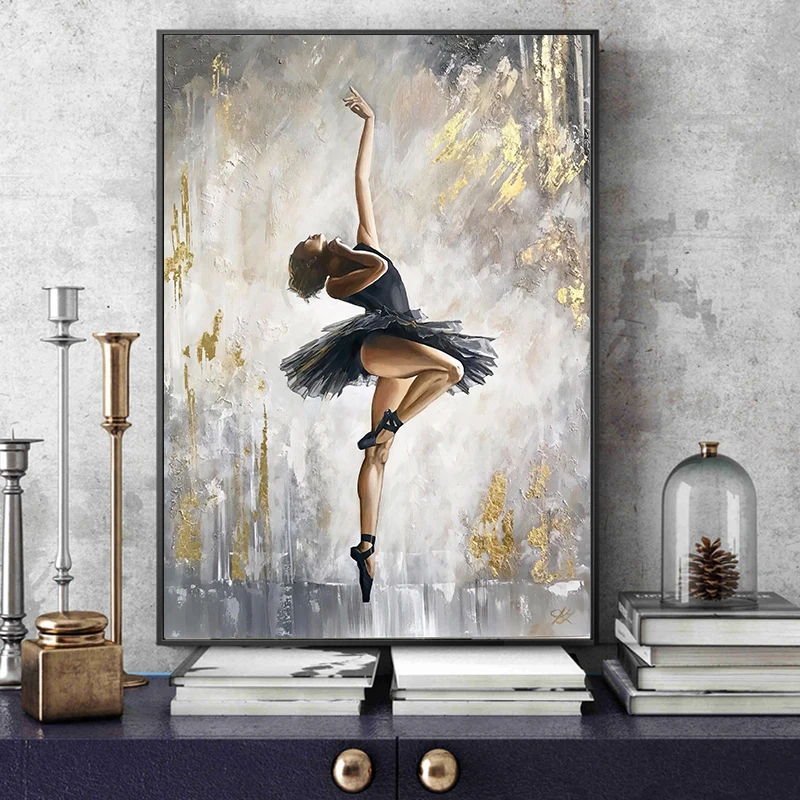 

Dancing Ballerina Canvas Painting Posters And Prints Abstract Ballet Girl Wall Painting Oil Paintings For Living Room Home Decor
