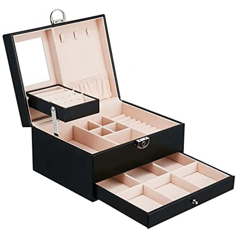 

Girls Jewelry Box Medium Jewelry Organizer With Lock Adjustable Compartment For Stud Earrings Bracelet Necklace