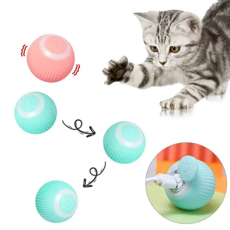 

Интерактивный мяч для домашних животных, умный вращающийся мяч, игрушка, интерактивный дизайн обхода, мяч для кошки, игрушки с USB зарядкой, Автоматическое вращение на 360 градусов