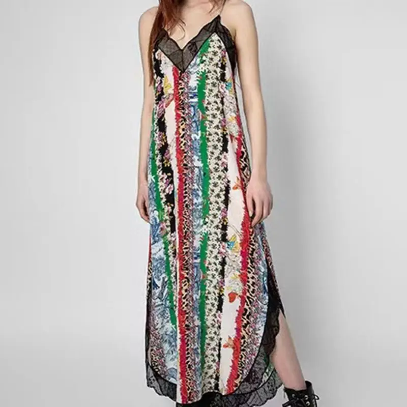 Dressed Women's 2023 New Women's High End Colorful Print Lace V-Neck Silk Sling Dress Beach Holiday Dress Sleepwear Dress
Dressed Women's 2023 New Women's High End Colorful Print Lace V-Neck Silk Sling Dress Beach Holiday Dress Sleepwear Dress