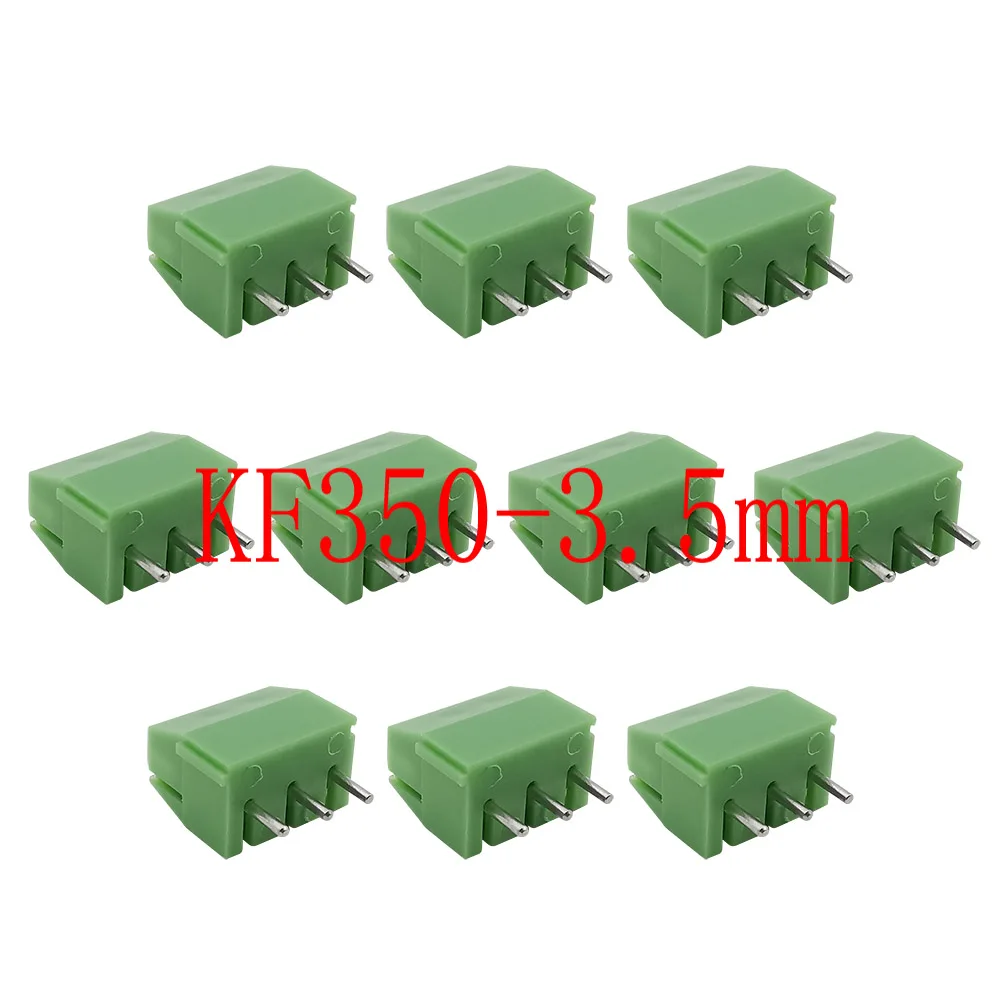 

10Pcs KF350 Green 3Pin 3.5mm Pitch PCB Screw Terminal Block 300V 10A Straight Spliceable Plug-in Terminals for 24-18 AWG Cable