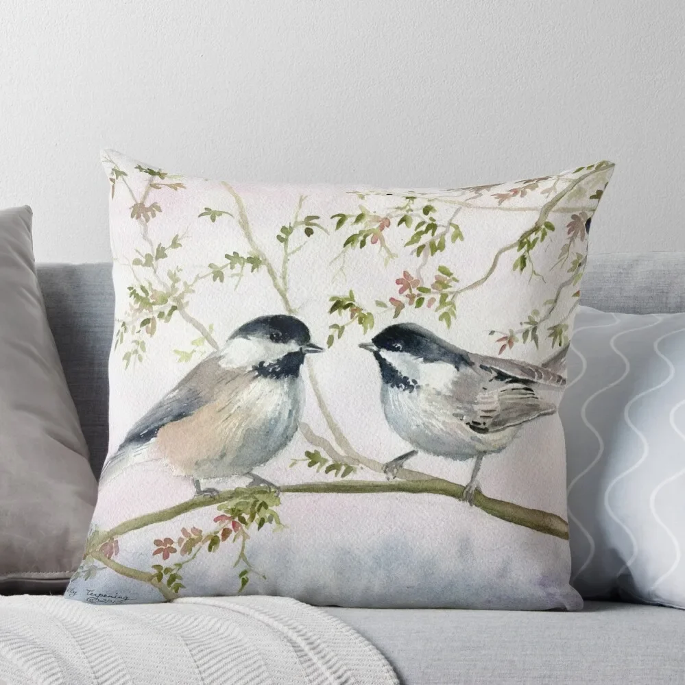 

Chickadee Love Throw Pillow Sitting Cushion Christmas Pillowcase