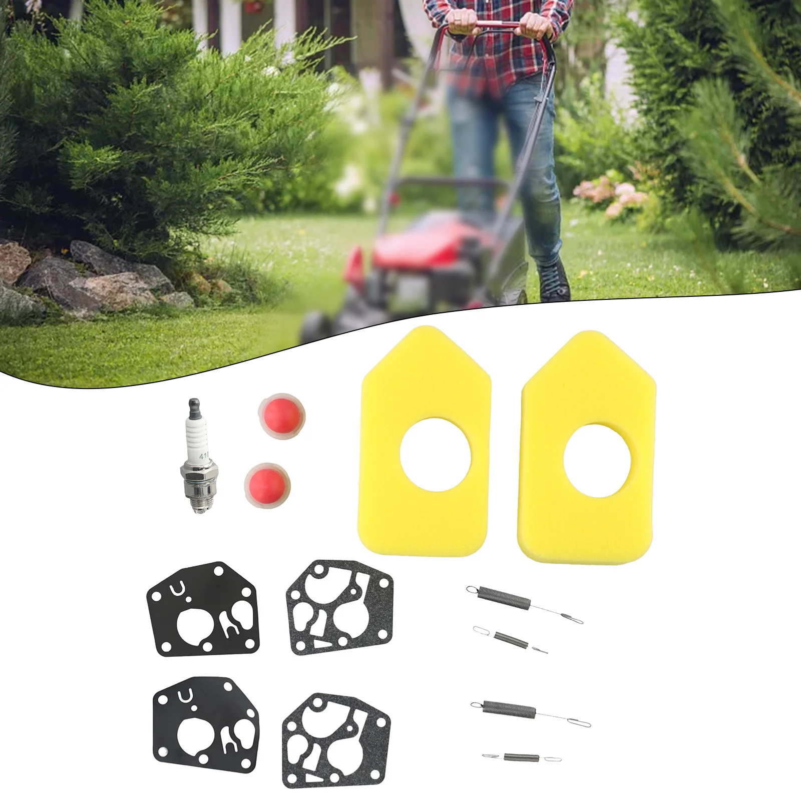 2 Sets Lawn Mower Engines Repair Tool Include 2pcs Air Filter 2pcs Primer Bulb 2pcs Spring 2pcs Diaphragm Washer 1pcs Spark Plug
2 Sets Lawn Mower Engines Repair Tool Include 2pcs Air Filter 2pcs Primer Bulb 2pcs Spring 2pcs Diaphragm Washer 1pcs Spark Plug